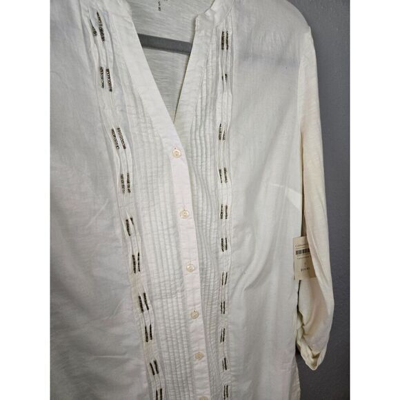 Coldwater Creek Women's NWT Cotton Trellis Pintuck Top Size Small - Picture 5 of 6